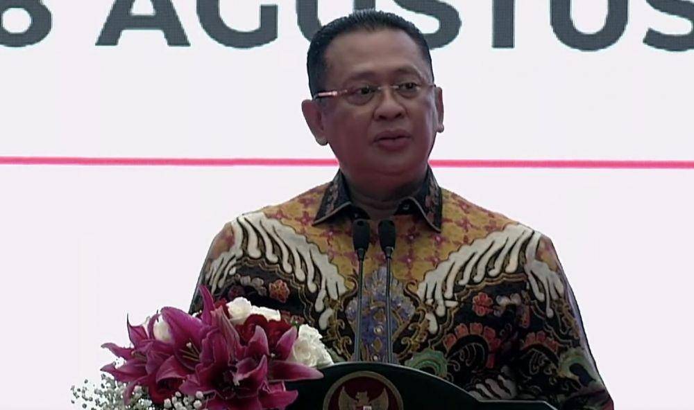 Ketua MPR RI Bambang Soesatyo menyampaikan pidato Hari Peringatan Konstitusi, Kamis (18/8/2022). (Dok/MPR RI)