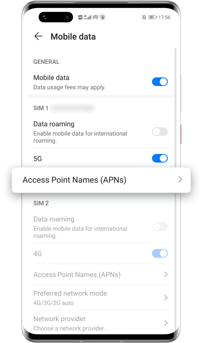 tampilan pengaturan APN di HP Huawei (consumer.huawei.com)