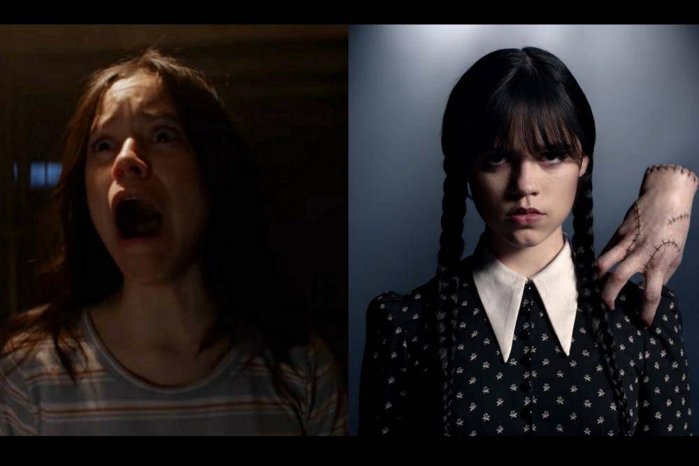 cuplikan film X (dok.A24/X) | teaser Wednesday Addams (dok.Netfilx/Wednesday Addams)