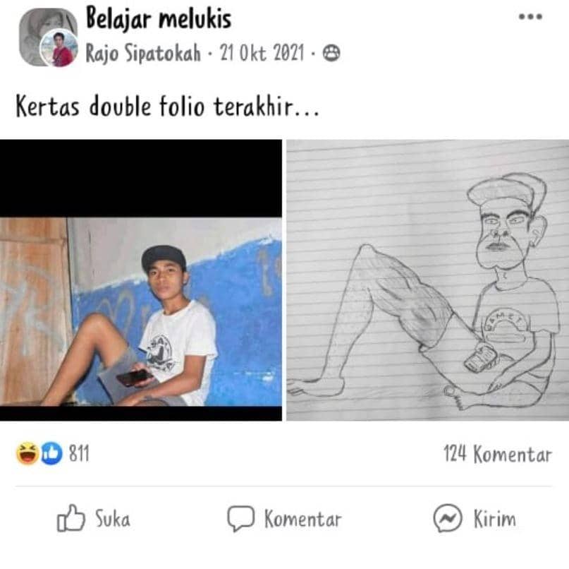 potret baru belajar melukis (facebook.com/rajo.sipatokah)