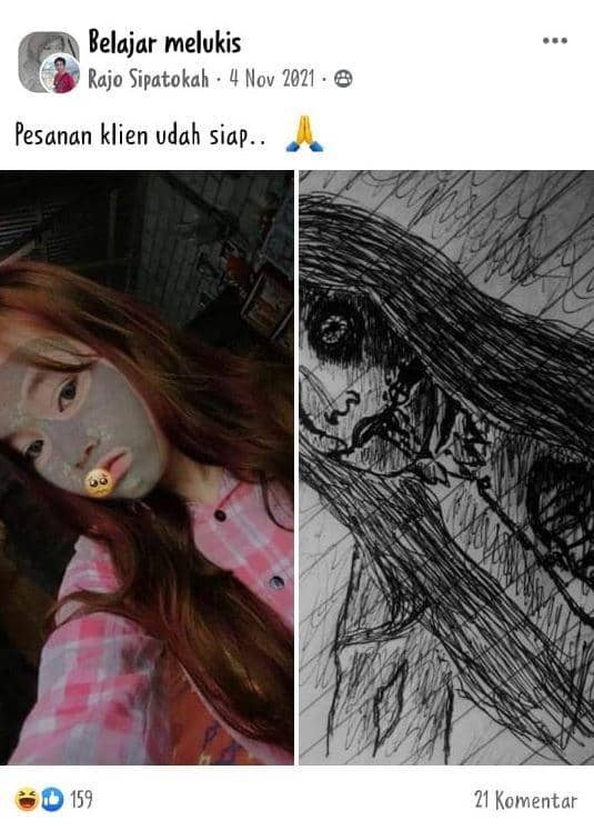 potret baru belajar melukis (facebook.com/rajo.sipatokah)