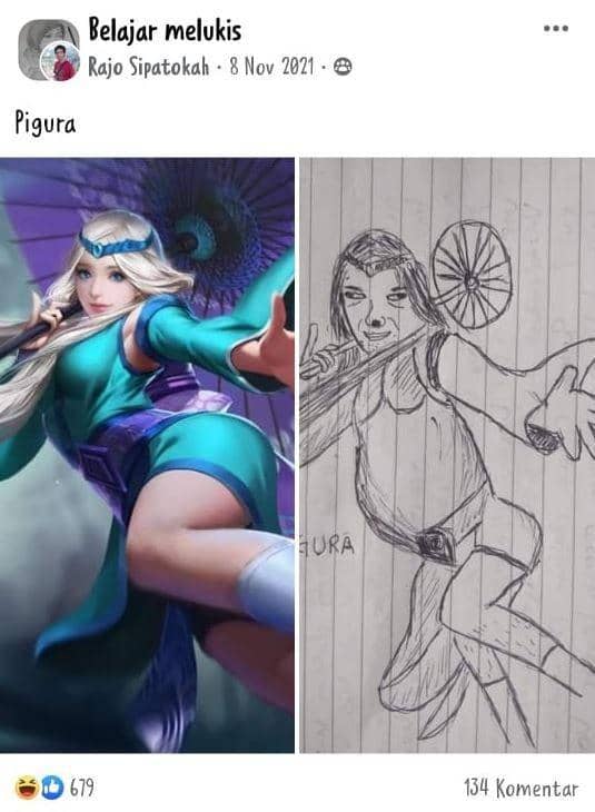 potret baru belajar melukis (facebook.com/rajo.sipatokah)