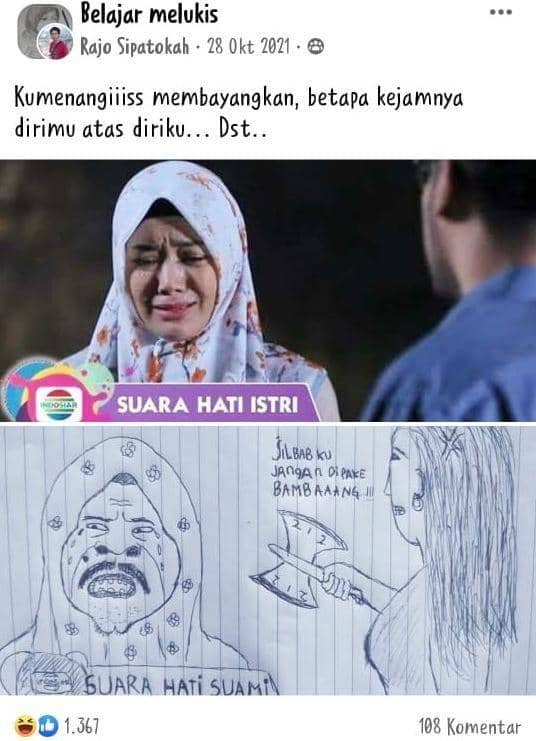 potret baru belajar melukis (facebook.com/rajo.sipatokah)