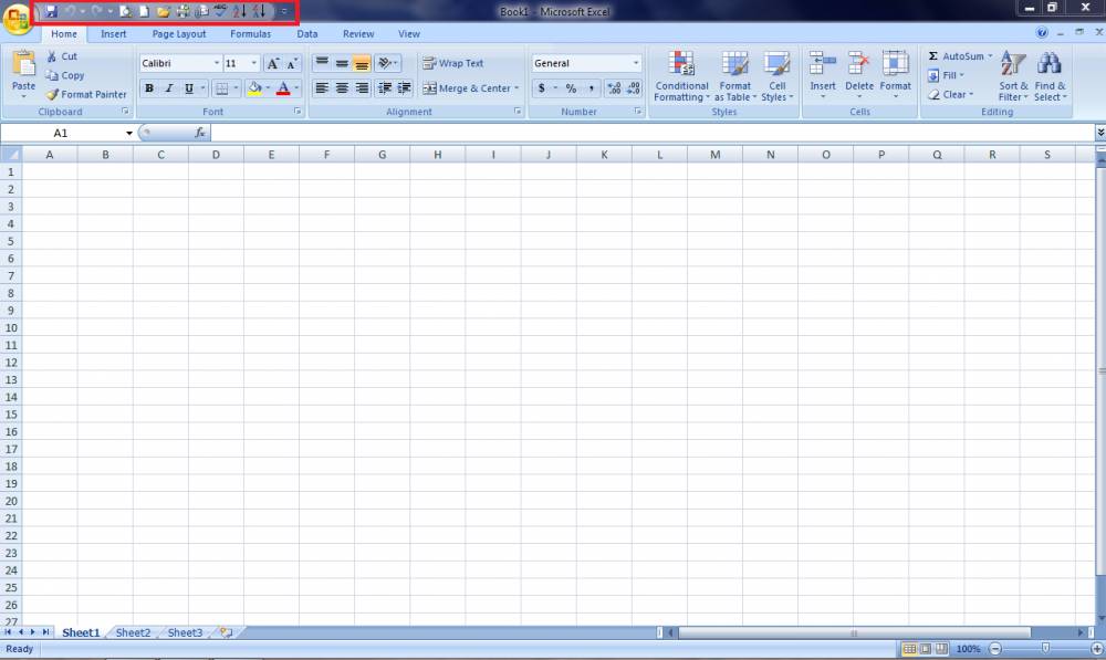ilustrasi lembar kerja Excel dan Quick Access Toolbar (microsoft.com)