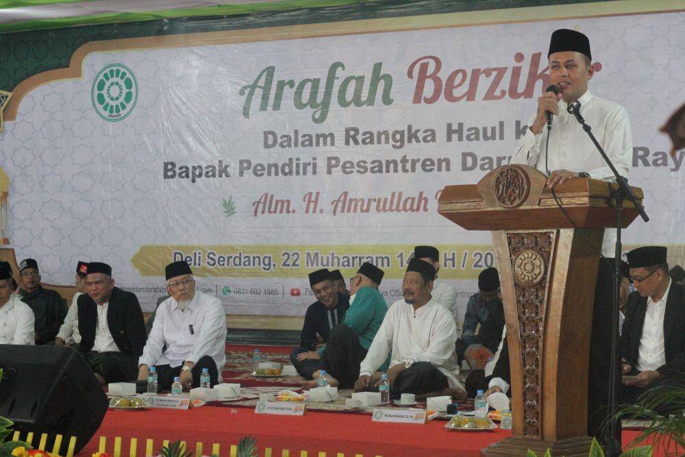 Wagub Sumut, Musa Rajekshah saat hadiri Arafah Berzikir di Pesantren Darularafah Raya, Sabtu (20/8/2022) (Dok.Istimewa)
