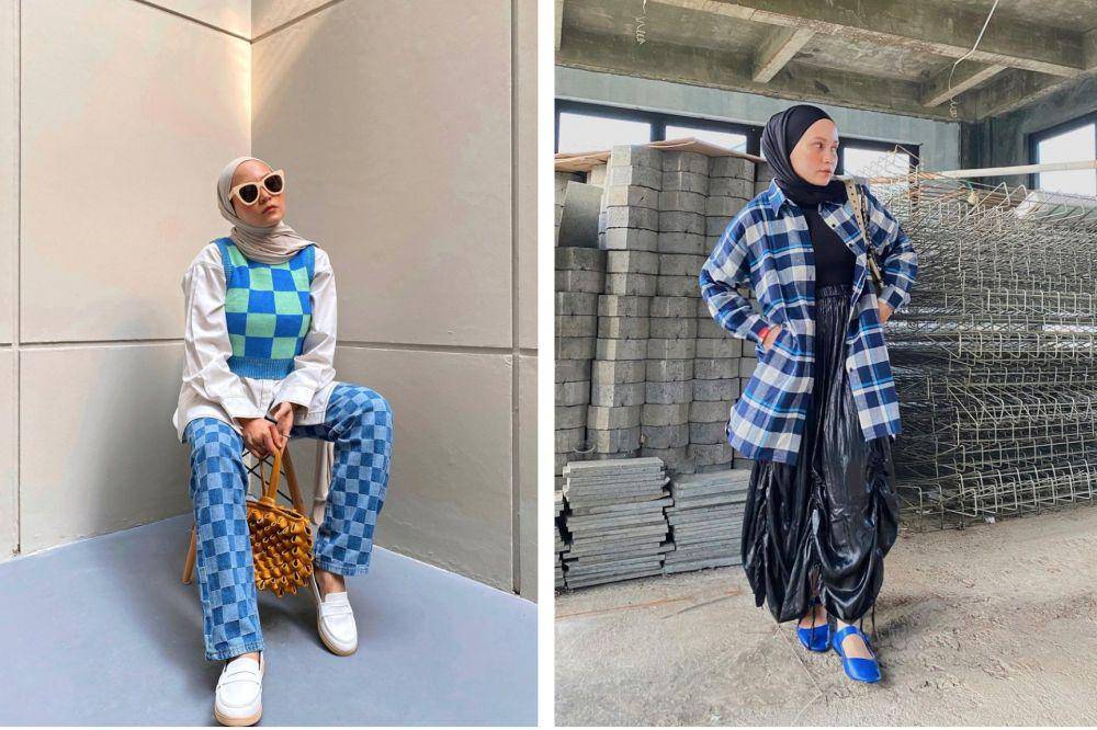 inspirasi outfit hijab bernuansa warna biru ala Nissa Chair (instagram.com/nissachair)