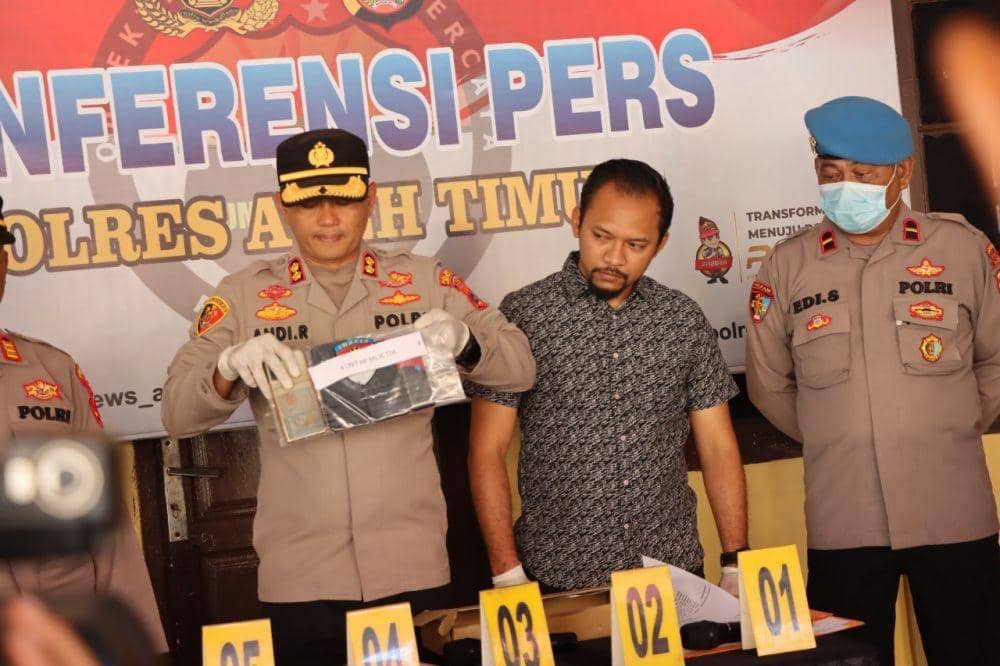 Polres Aceh Timur gelar konferensi pers terkait temuan senjata api rakitan jenis pistol di Lapas Kelas II B Idi, Kabupaten Aceh Timur. (Dokumentasi Humas Polres Aceh Timur untuk IDN Times)