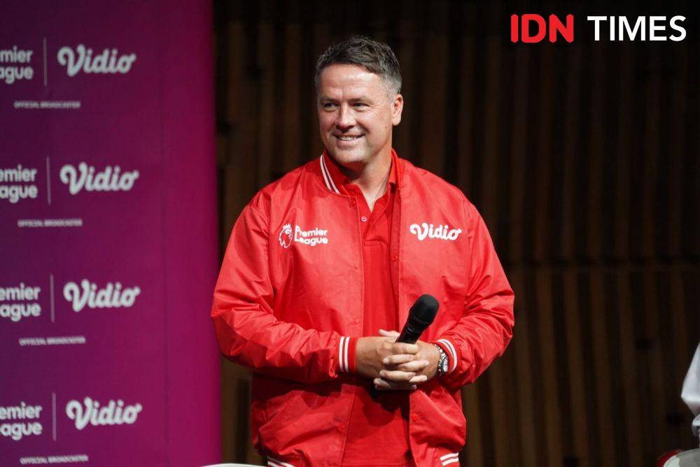 Michael Owen dalam acara konferensi pers bersama Vidio (IDN Times/Reynaldy Wiranata).