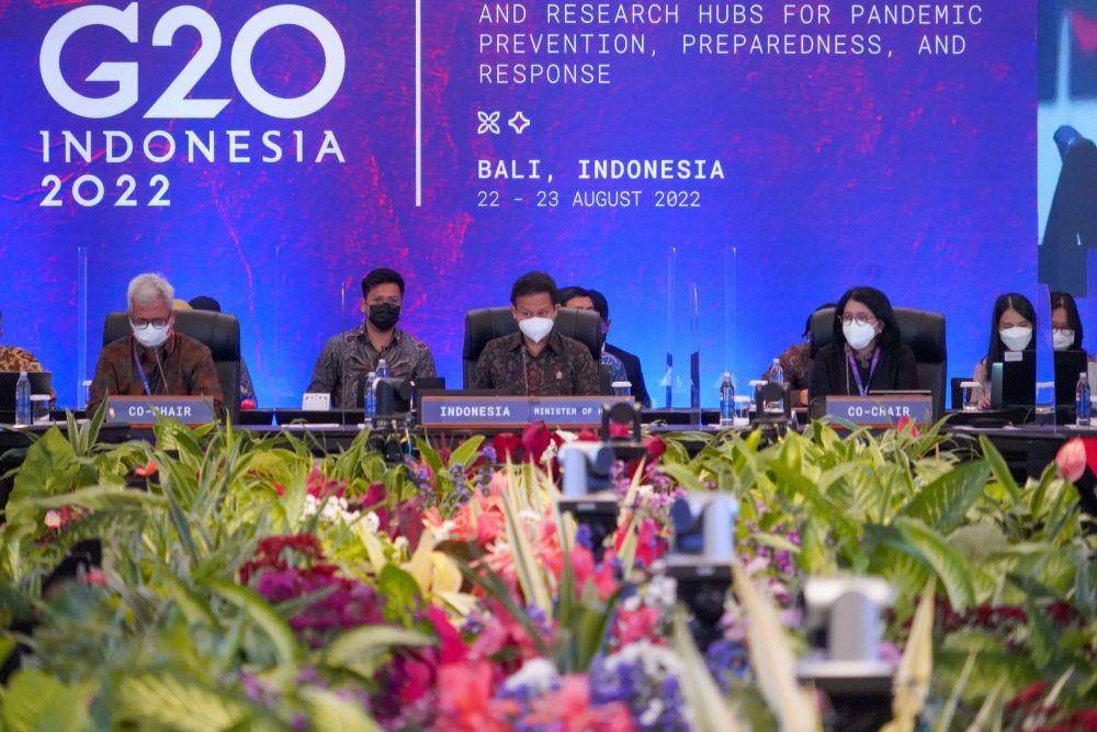 Menteri Kesehatan RI, Budi Gunadi Sadikin, membuka Health Working Group (HWG) ke-3 di Bali, Senin (22/8/2022). (dok. Kemenkes)