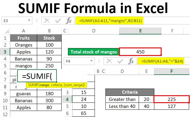 ilustrasi menggunakan SUMIF di Excel (educba.com)
