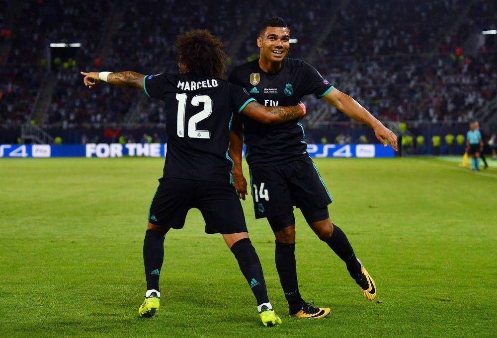Marcelo dan Casemiro saat membela Real Madrid. (twitter.com/ChampionsLeague)