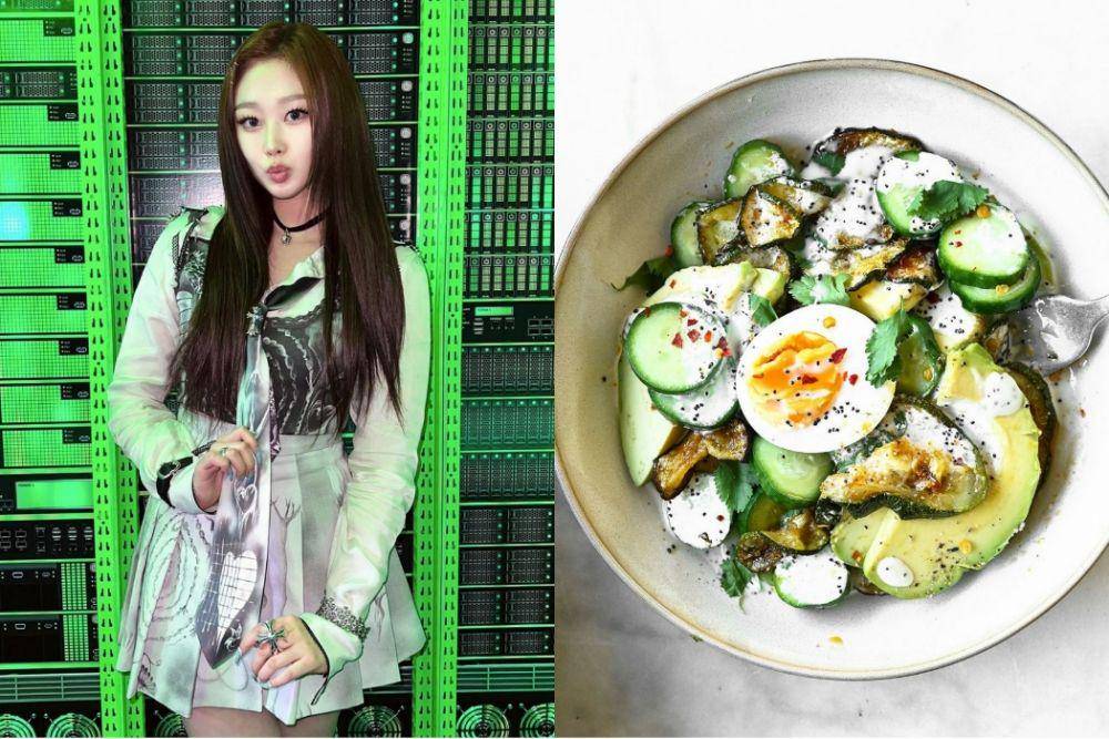 Giselle aespa (instagram.com/aespa_official) | salad sayuran (instagram.com/anna_s_table)