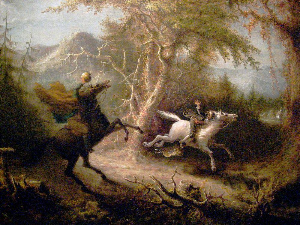 lukisan berjudul The Headless Horseman Pursuing Ichabod Crane karya John Quidor (John Quidor, Public domain, via Wikimedia Commons)
