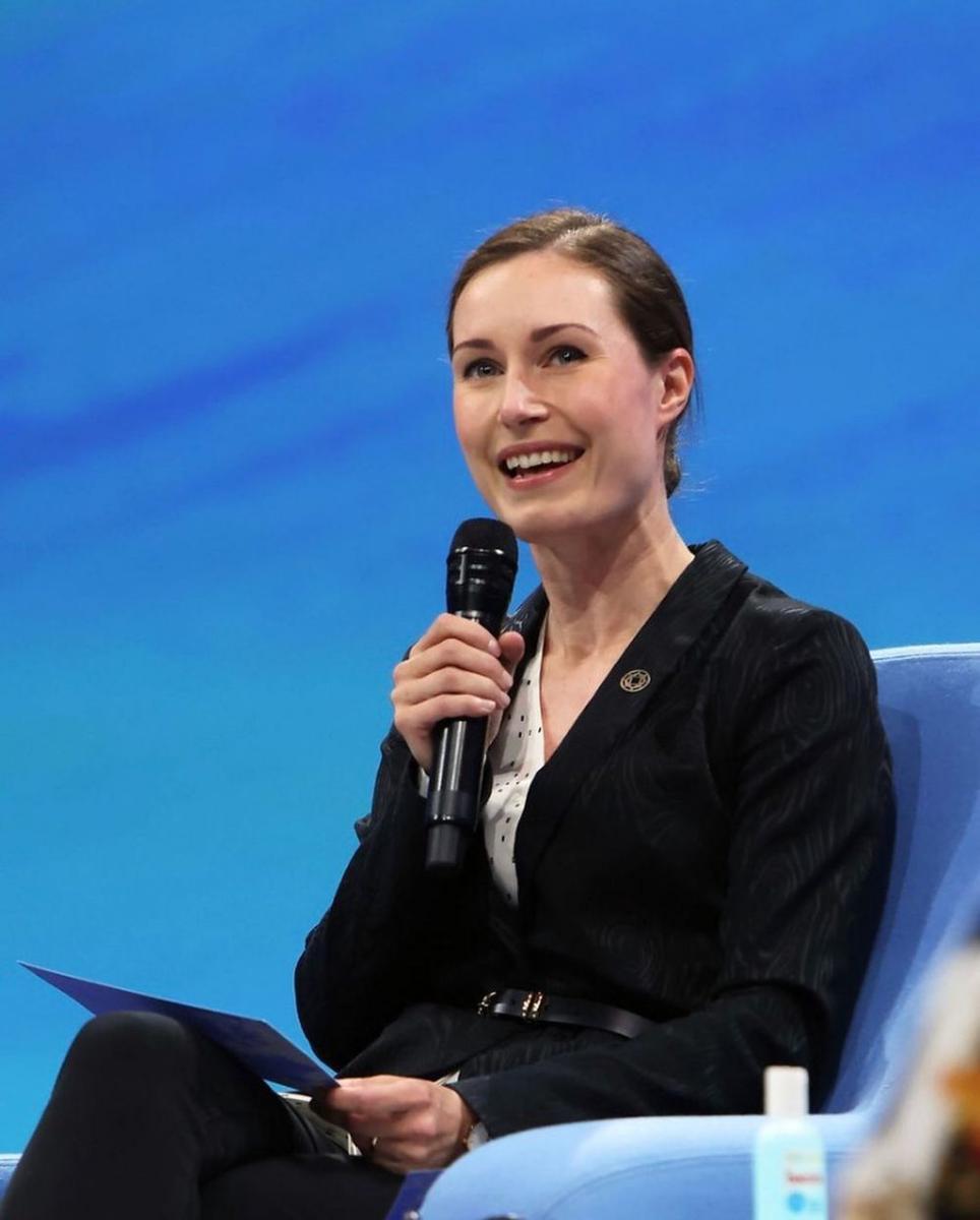 Sanna Marin menyampaikan pendapat dalam Generation Equality Forum (instagram.com/sannamarin)