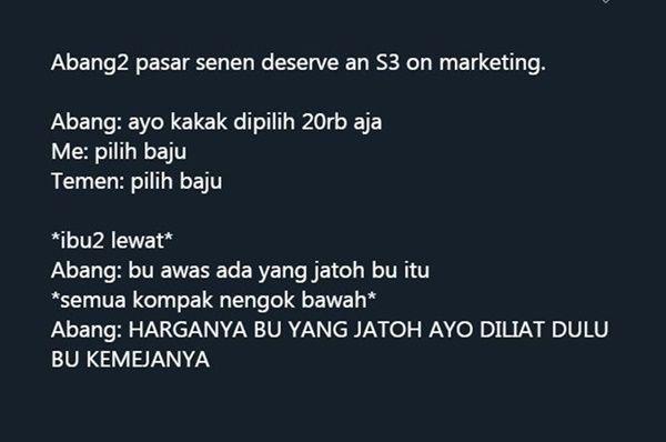 10 Teknik Marketing Kocak ala Penjual di Pasar Senen, Ngakak Abis