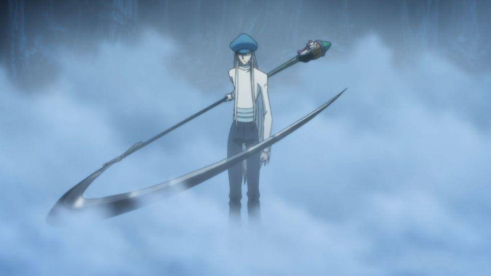 Kite menggunakan sabitnya. (dok. MADHOUSE/Hunter x Hunter)