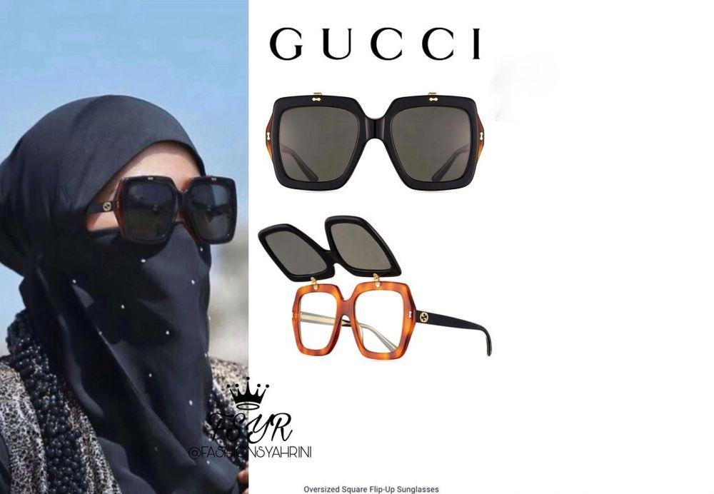 Syahrini memakai kacamata dari merk Gucci (instagram.com/fashionsyahrini2)