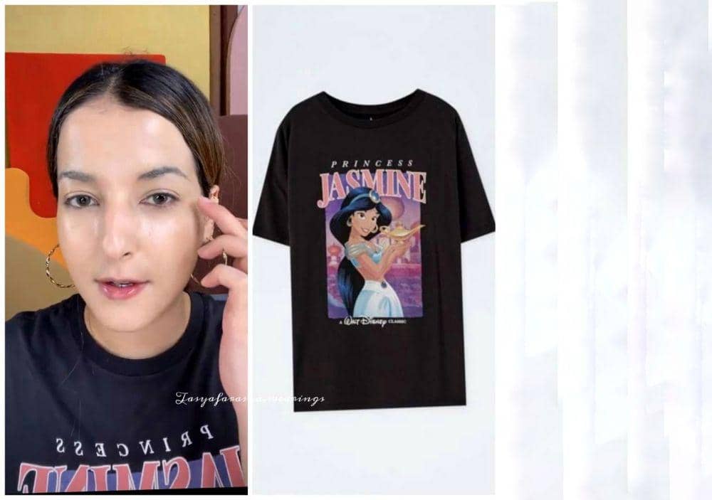 Tasya Farasya memakai kaos dari Pull and Bear (instagram.com/tasyafarasya.wearings)