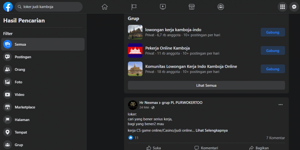 tangkapan layar di media sosial Facebook (facebook.com)