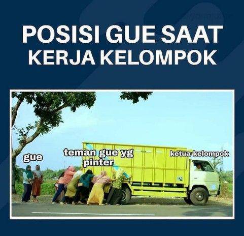 meme tentang kebiasaan anak sekolah saat kerja kelompok (instagram.com/semangat_sekolah)