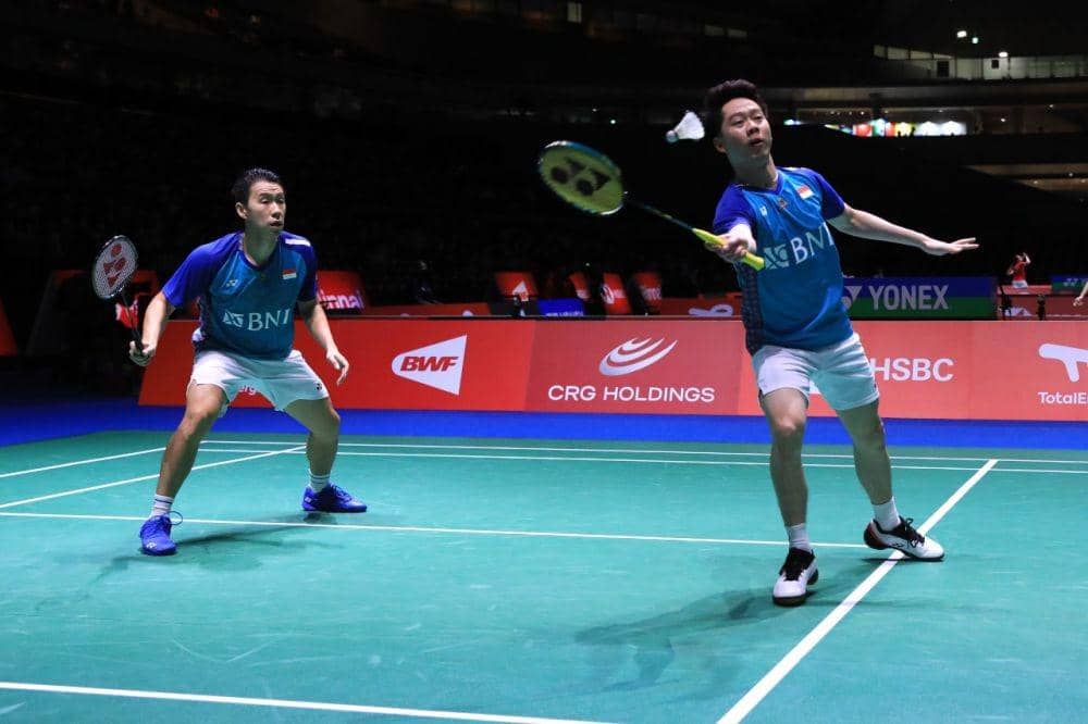 Kevin Sanjaya Sukamuljo/Marcus Fernaldi Gideon di Kejuaraan Dunia 2022 (dok. PP PBSI)