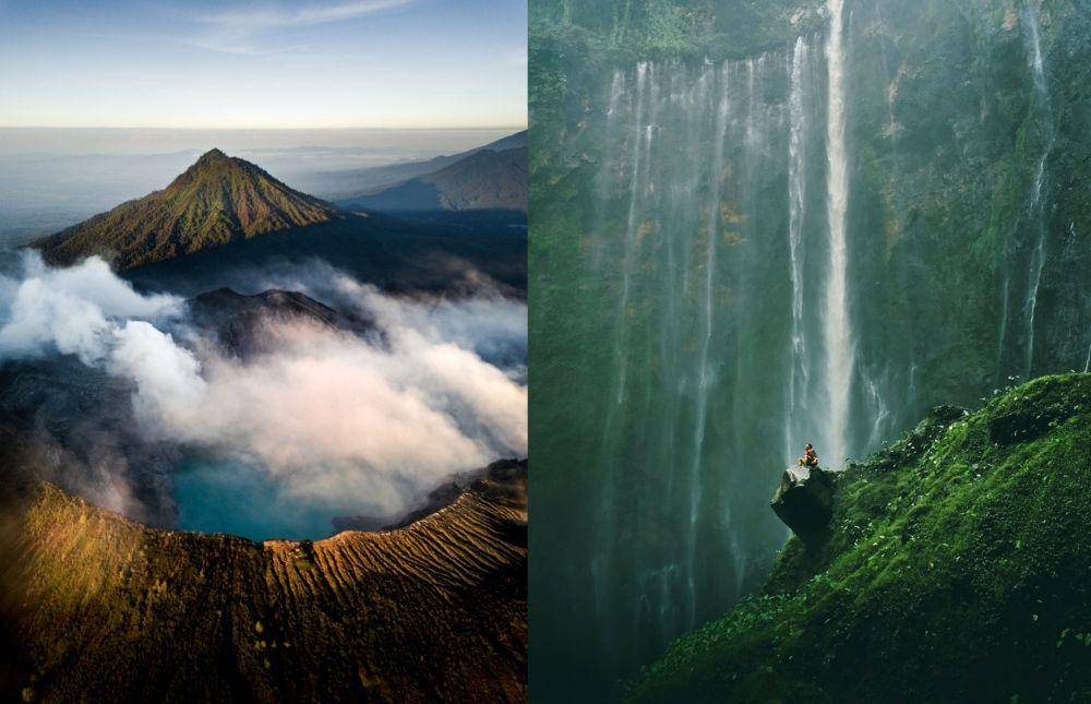 Kawah Ijen dan Air Terjun Tumpak Sewu (pexels.com/oidonnyboy | unsplash.com/mrizalfrmnsyh_)
