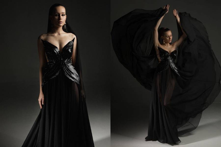 inspirasi wedding dress warna hitam (instagram.com/monicaivena)