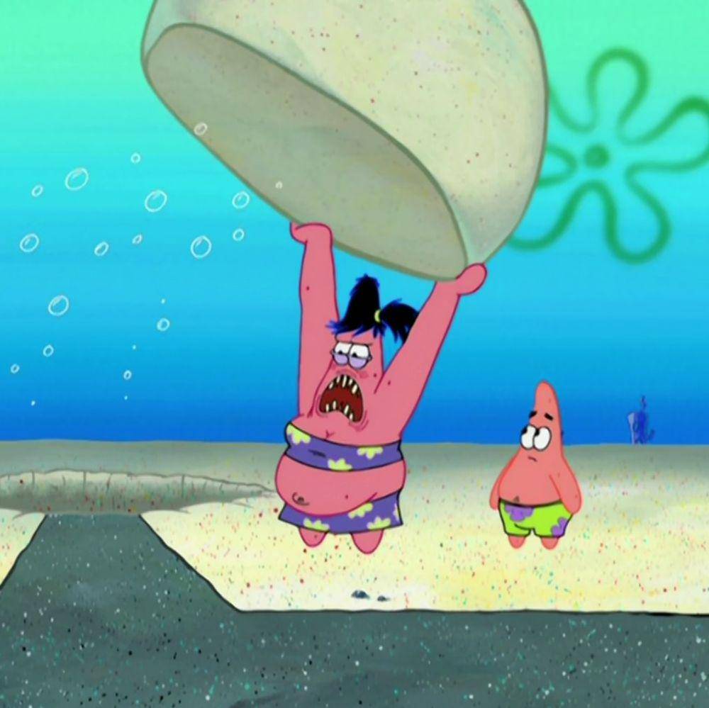 Sam mengangkat rumah Patrick. (dok.Nickelodeon/SpongeBob SquarePants)