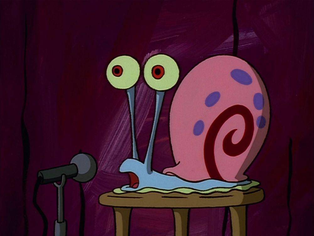 Gary tampil membaca puisi buatannya. (dok.Nickelodeon/SpongeBob SquarePants)