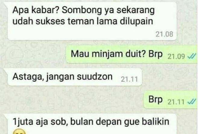 chat dengan teman lama (instagram.com/humorsantuy)