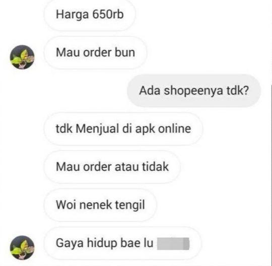 chat antara penjual dan pembeli (instagram.com/pesanlucuindonesia)