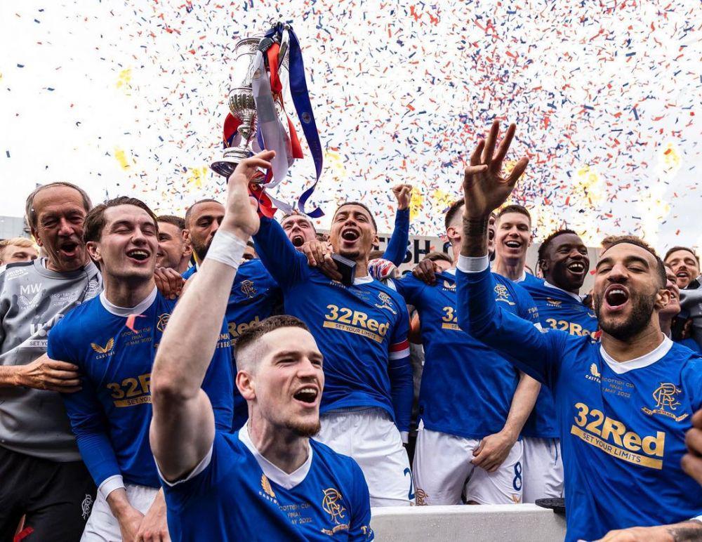Pemain Rangers merayakan kemenangan di final Scottish Cup 2022. (instagram.com/rangersfc)