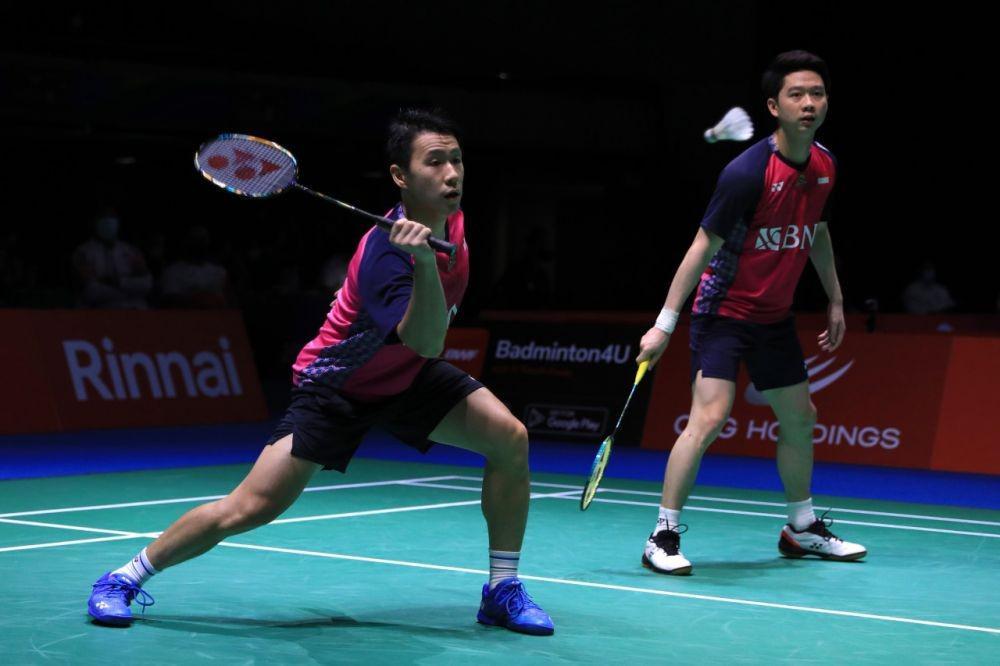 Kevin Sanjaya Sukamuljo/Marcus Fernaldi Gideon di Kejuaraan Dunia Bulu Tangkis 2022 (dok. PP PBSI)
