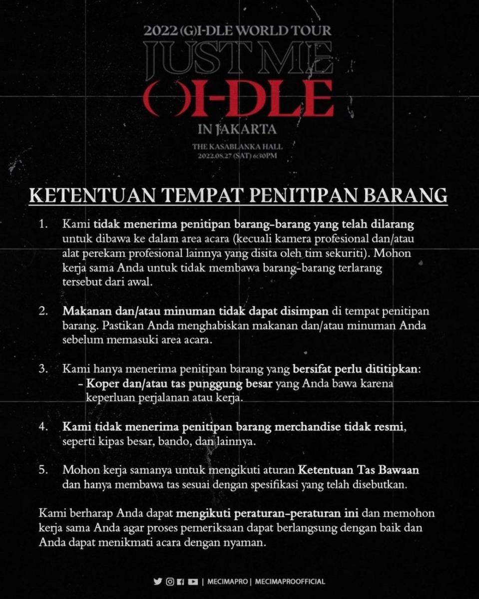 Konser 2022 (G)I-DLE WORLD TOUR [JUST ME ()I-IDLE] in Jakarta. (instagram.com/mecimapro)