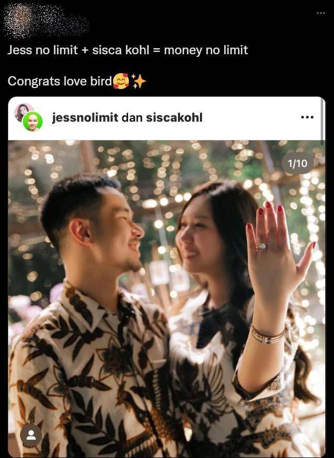 komentar kocak Jess No Limit ngelamar Sisca Kohl (twitter.com)