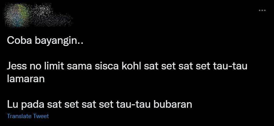 komentar kocak Jess No Limit ngelamar Sisca Kohl (twitter.com)