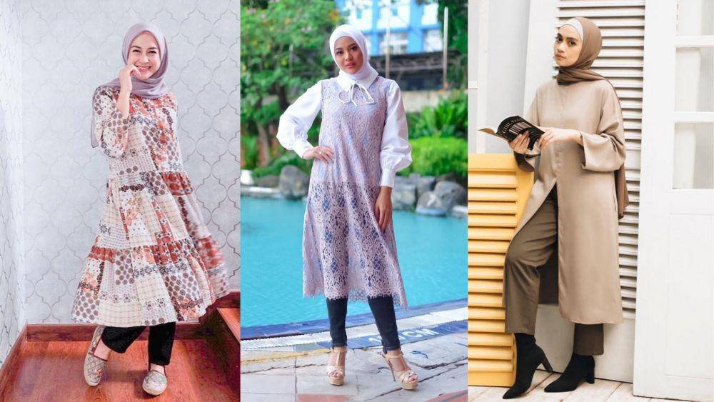 Gaya dress over pants ala artis (instagram.com/ninazatulini22 | instagram.com/aurelie.hermansyah | instagram.com/ayudiac)