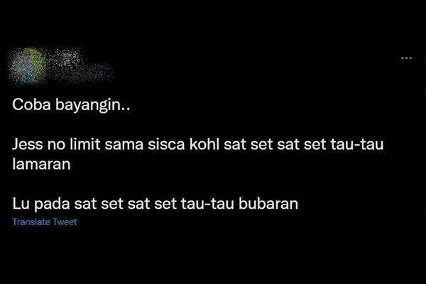 komentar kocak Jess No Limit ngelamar Sisca Kohl (twitter.com)