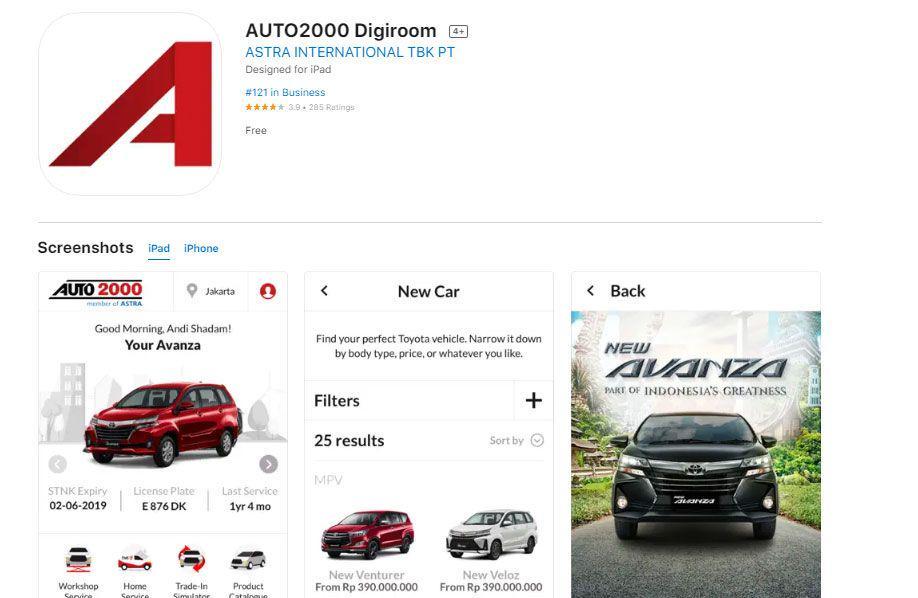 Auto2000 Digiroom. (apps.apple.com/id)