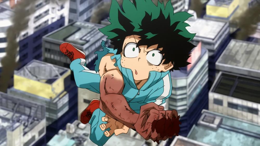 Deku menyelamatkan Uraraka. (dok. Bones/My Hero Academia)