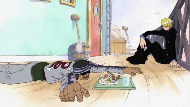 Sanji memberi Gin makanan. (dok. Toei Animation/One Piece)