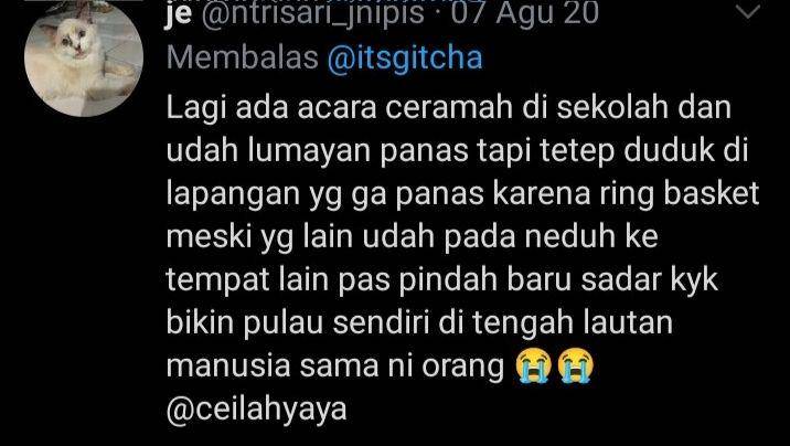 cerita lucu semasa sekolah (twitter.com/@ntrisari_jnipis)