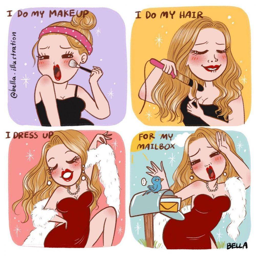 Ilustrasi lucu cewek makeup. (instagram.com/bella.illustration)