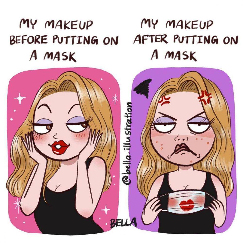 Ilustrasi lucu cewek makeup. (instagram.com/bella.illustration)