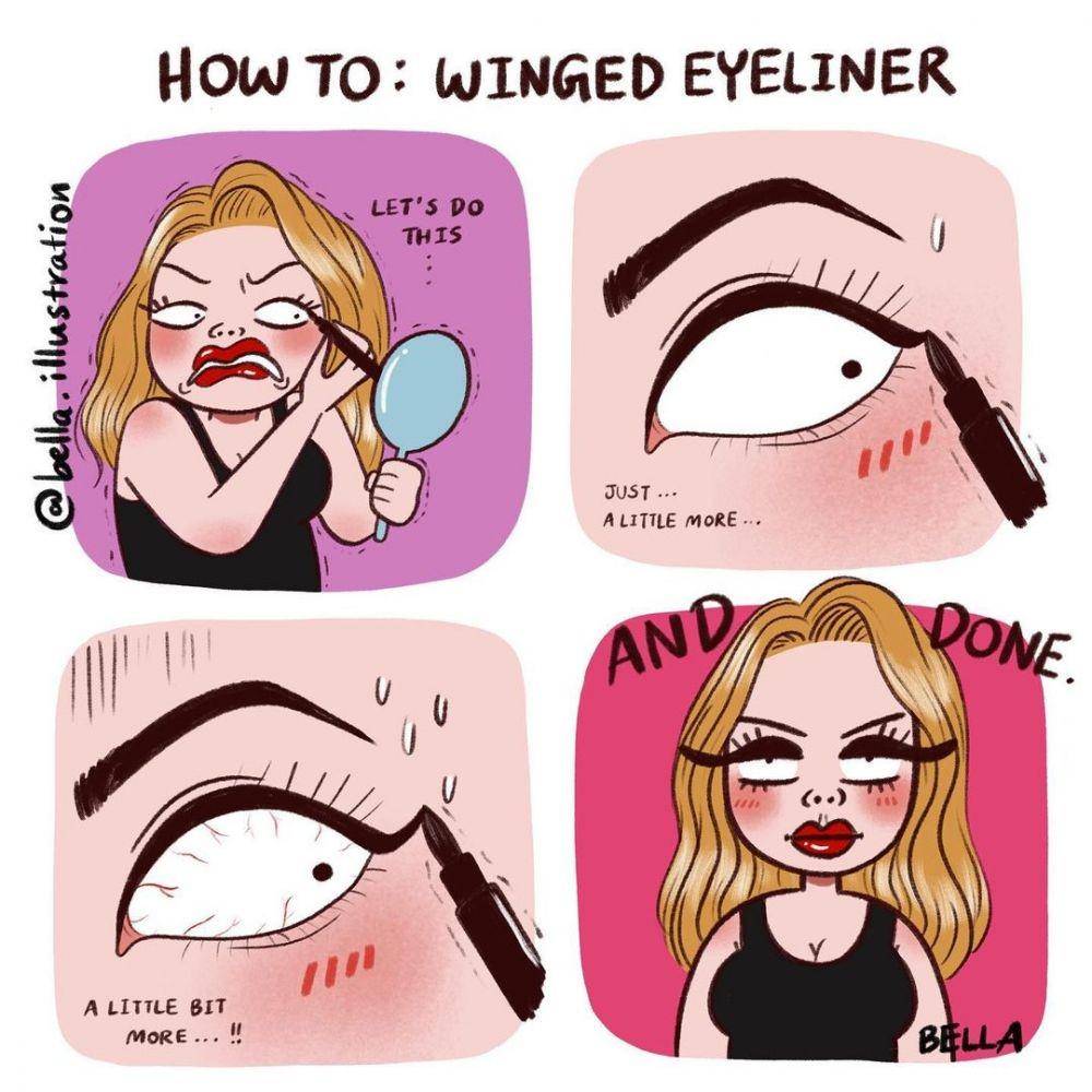Ilustrasi lucu cewek makeup. (instagram.com/bella.illustration)