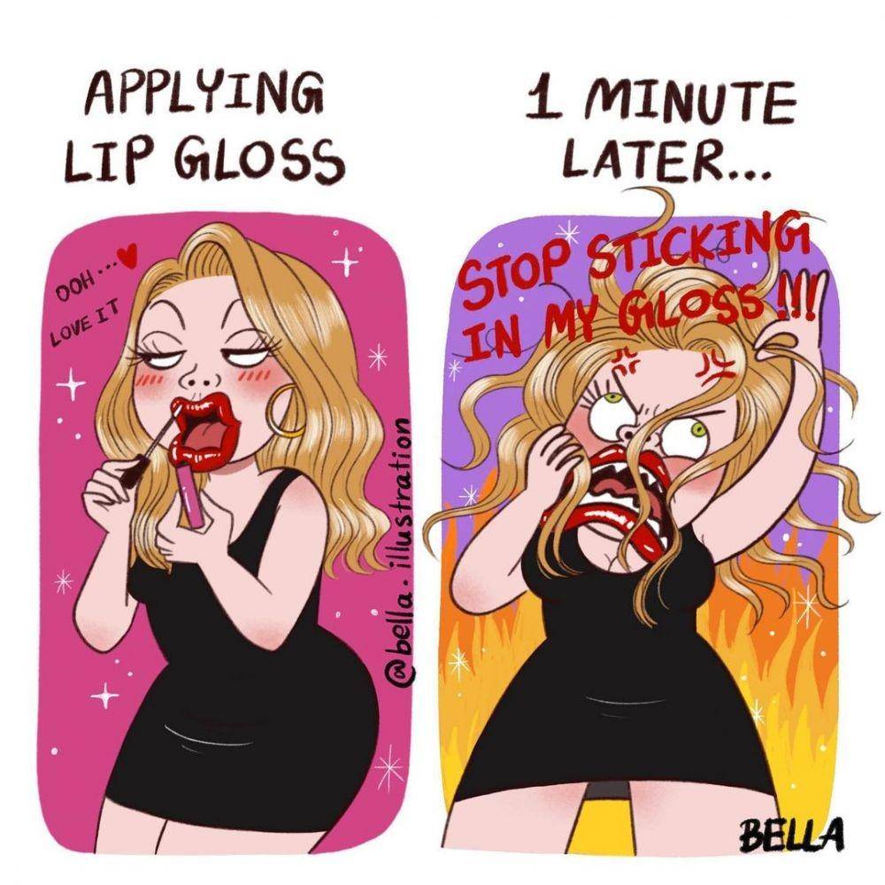 Ilustrasi lucu cewek makeup. (instagram.com/bella.illustration)