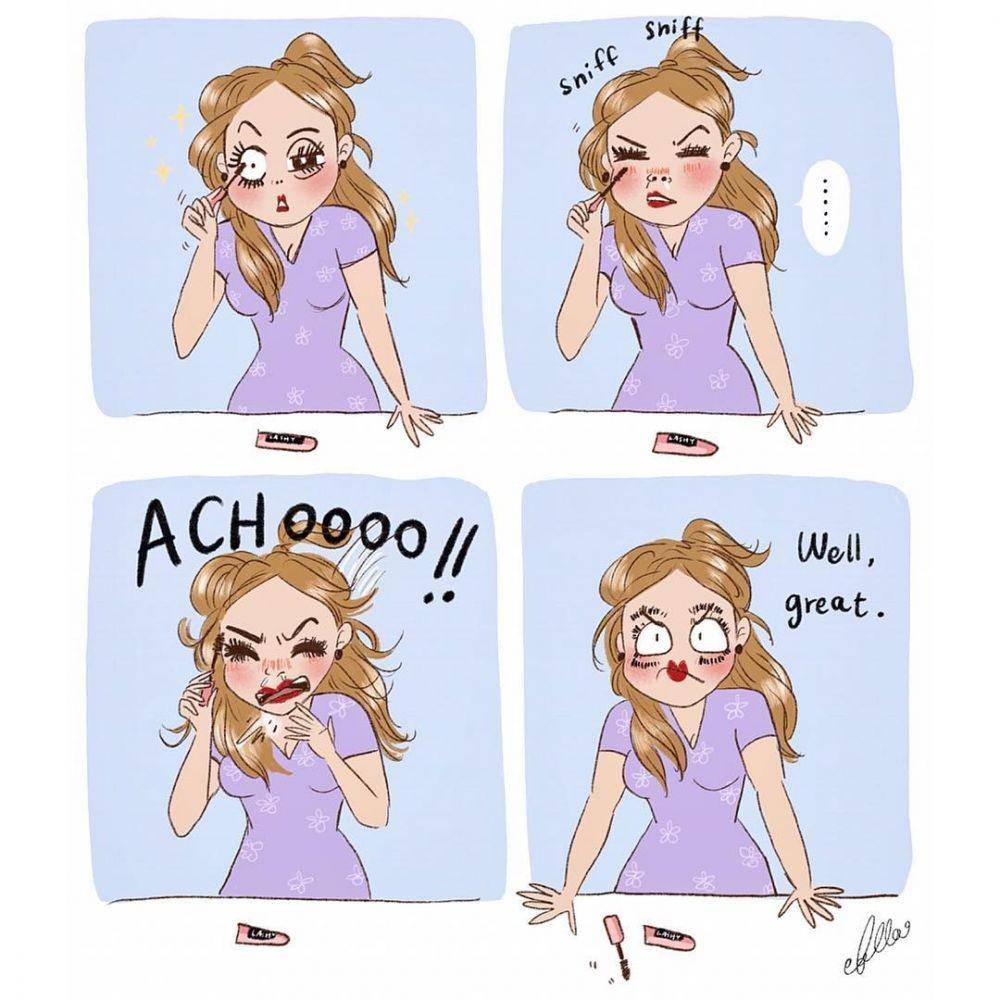 Ilustrasi lucu cewek makeup. (instagram.com/bella.illustration)