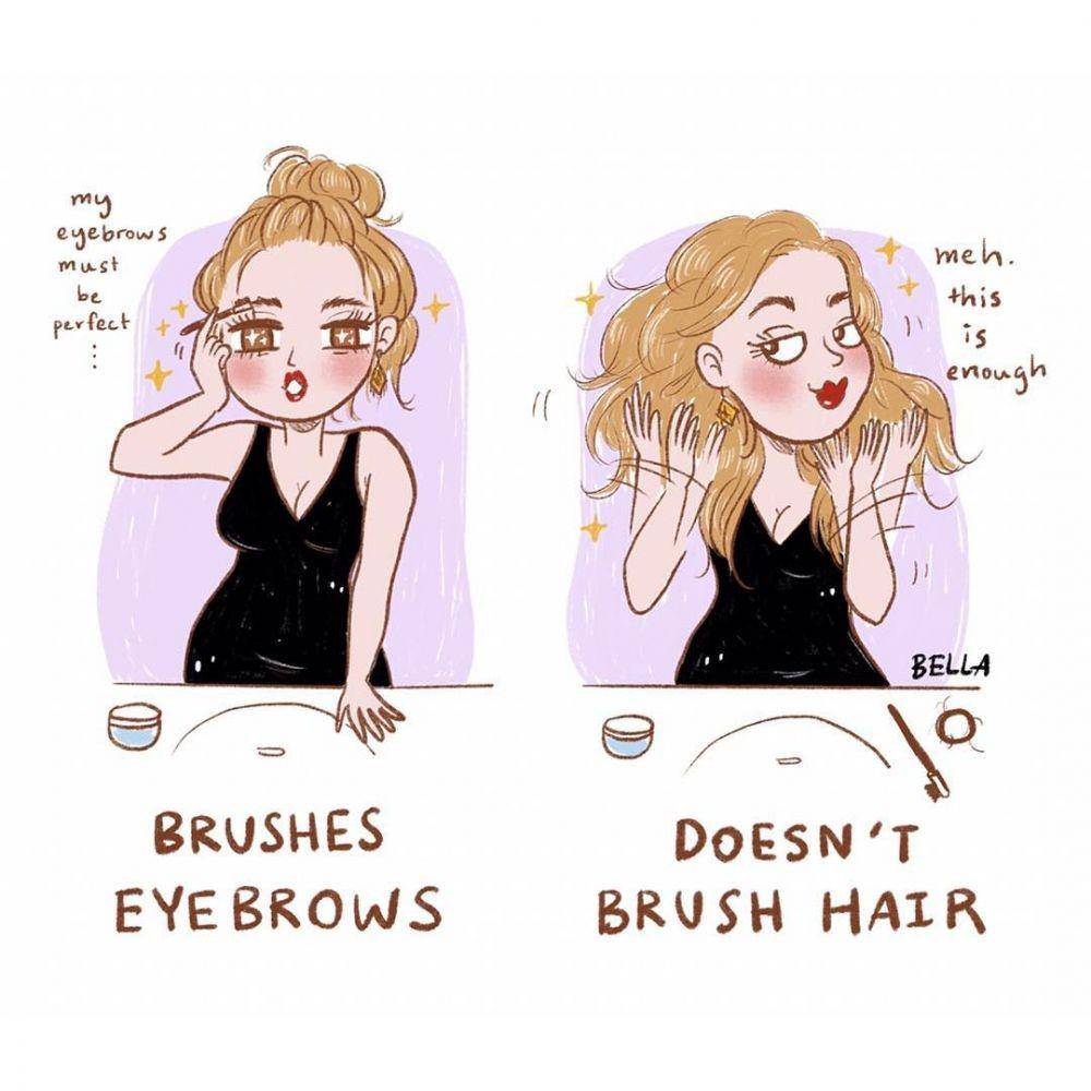 Ilustrasi lucu cewek makeup. (instagram.com/bella.illustration)