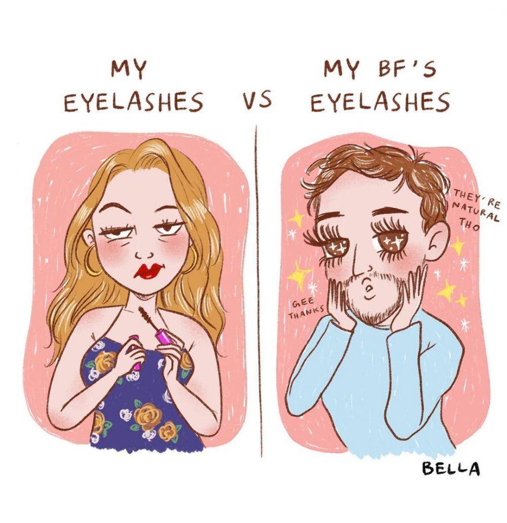 Ilustrasi lucu cewek makeup. (instagram.com/bella.illustration)