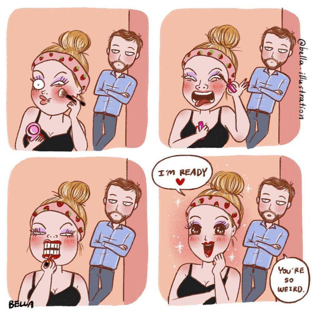 Ilustrasi lucu cewek makeup. (instagram.com/bella.illustration)